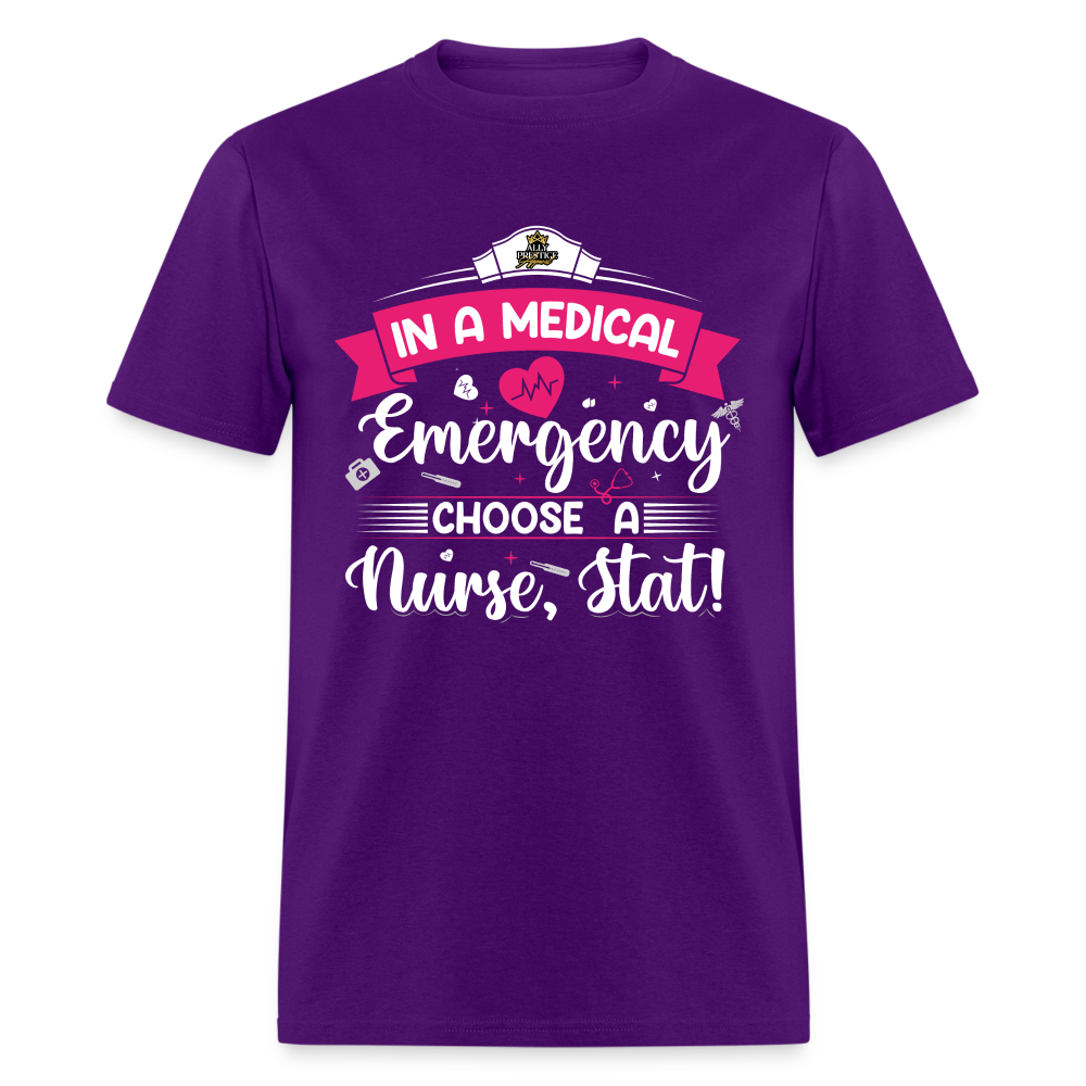 "Nurse, Stat" Unisex Classic T-Shirt - purple