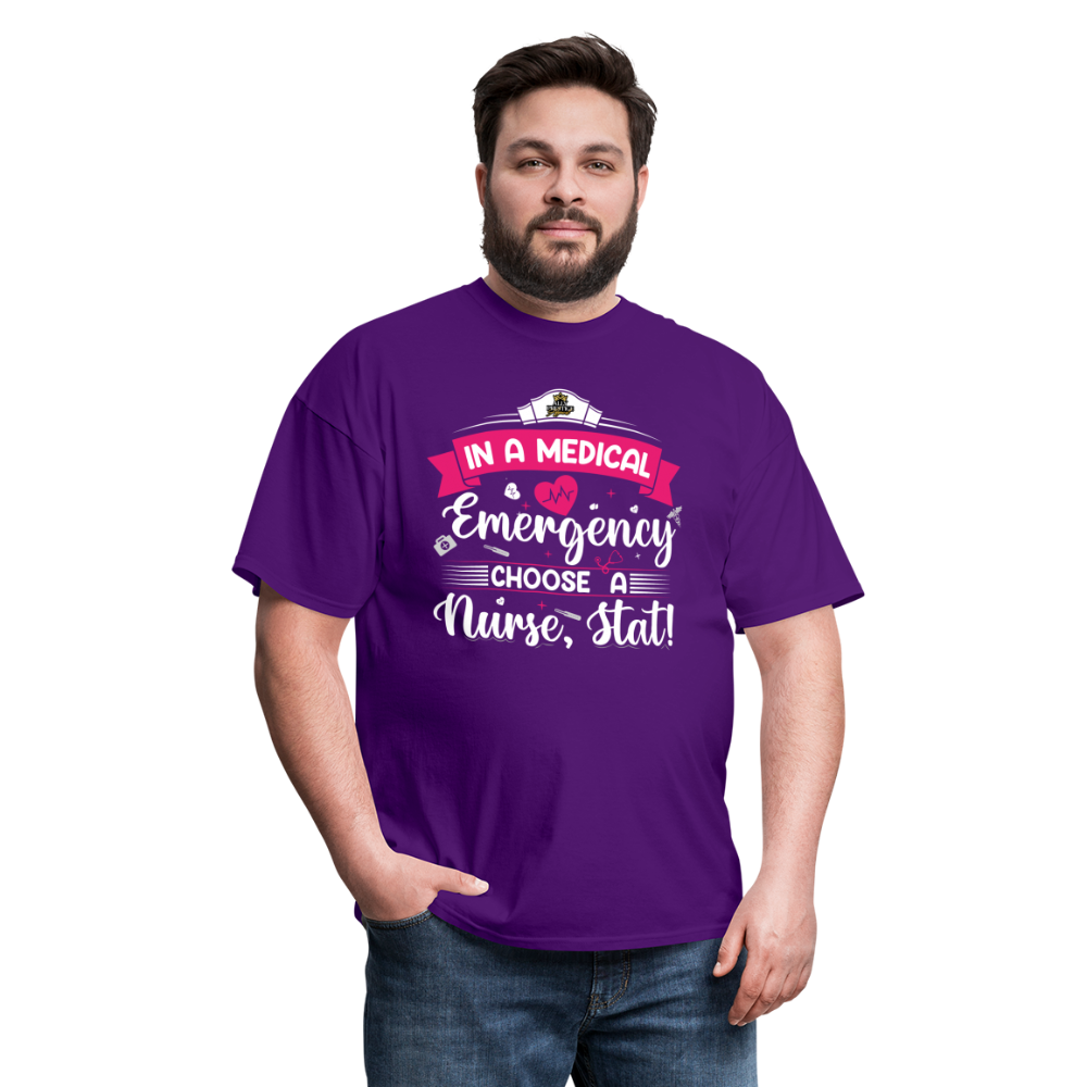 "Nurse, Stat" Unisex Classic T-Shirt - purple