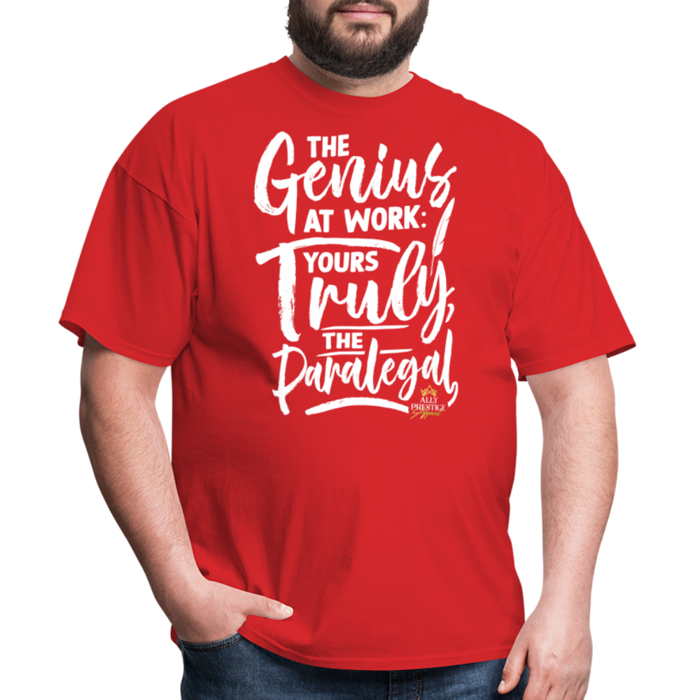"Genius at Work Paralegal" Unisex Classic T-Shirt - red