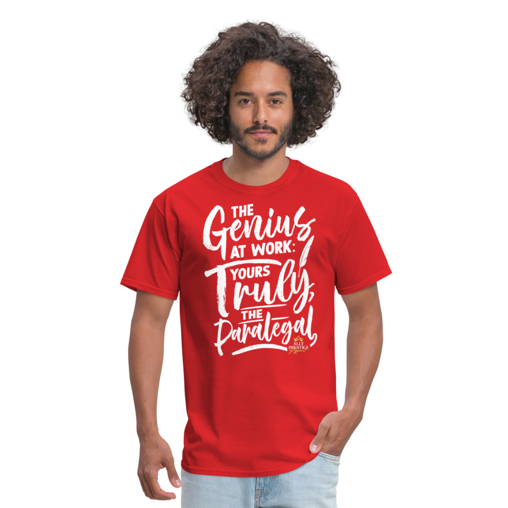 "Genius at Work Paralegal" Unisex Classic T-Shirt - red