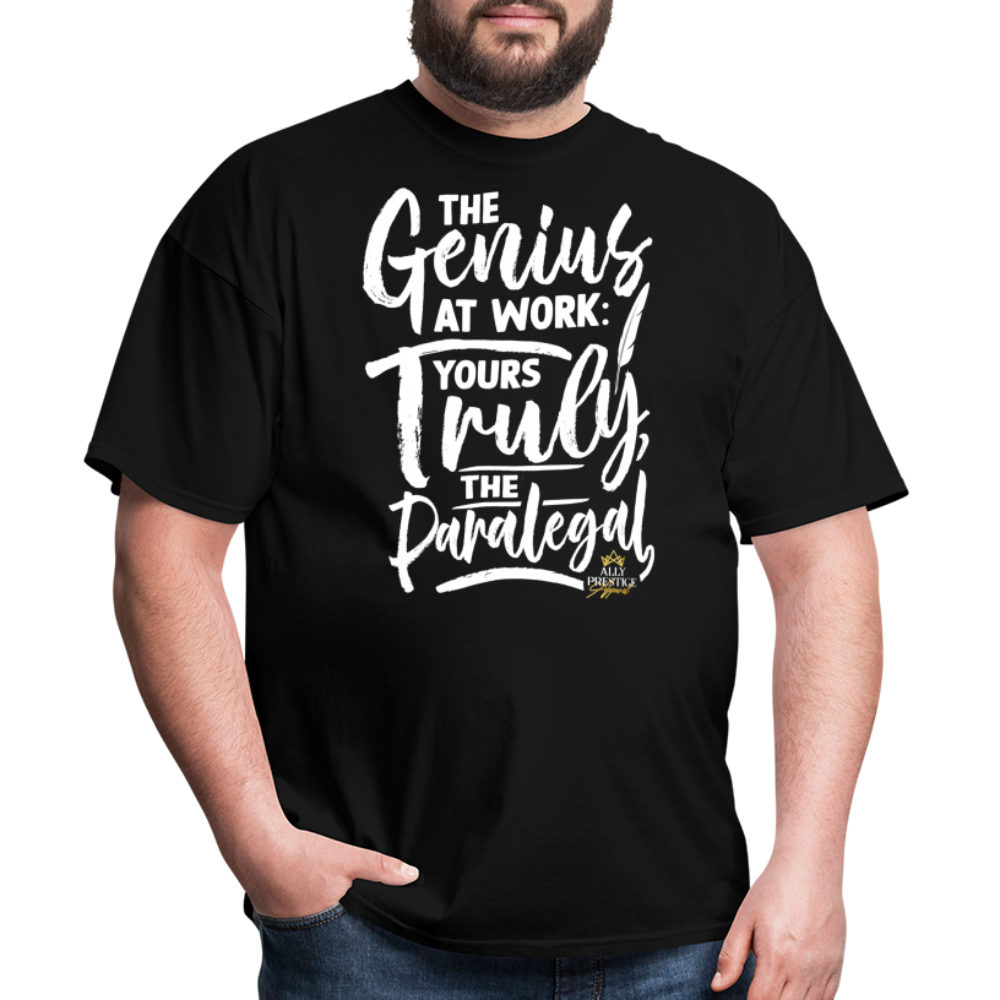 "Genius at Work Paralegal" Unisex Classic T-Shirt - black