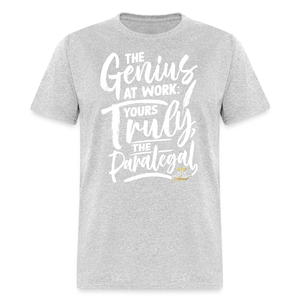 "Genius at Work Paralegal" Unisex Classic T-Shirt - heather gray