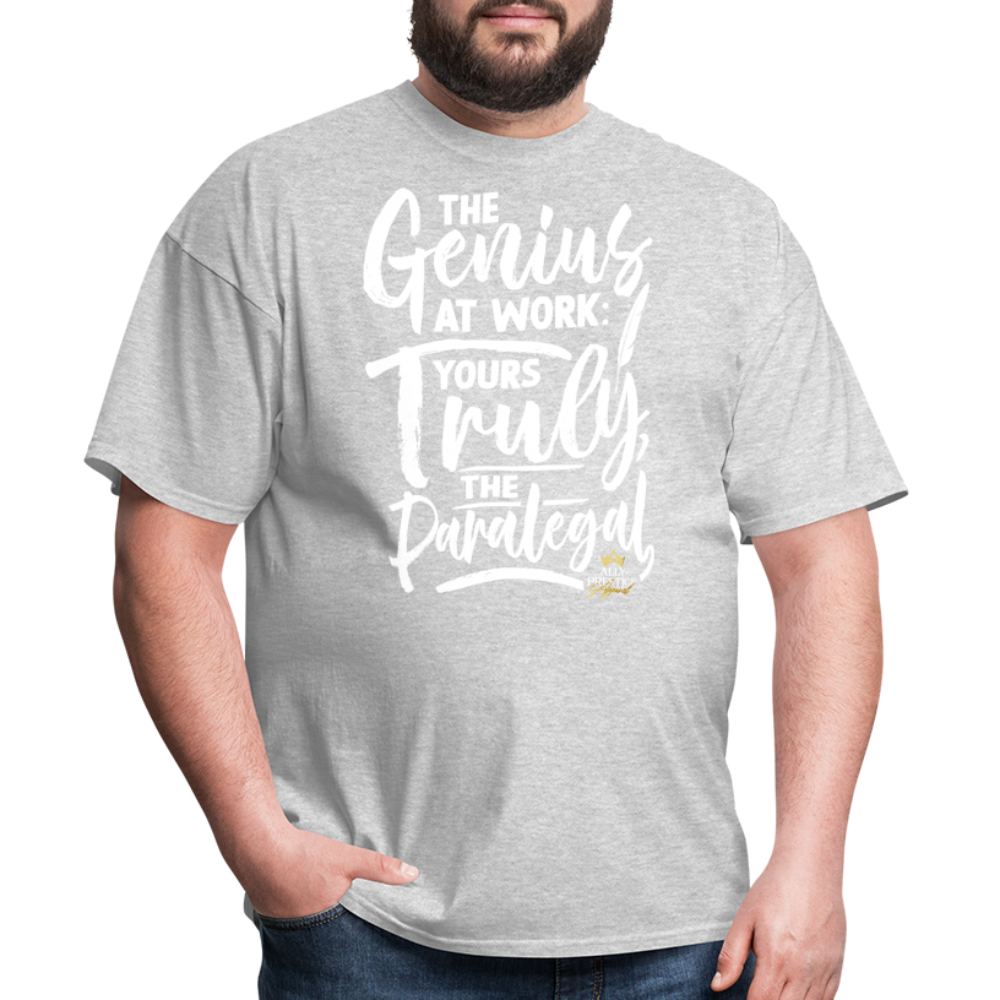 "Genius at Work Paralegal" Unisex Classic T-Shirt - heather gray