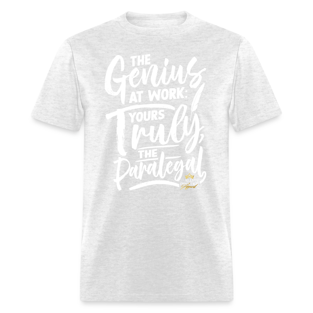 "Genius at Work Paralegal" Unisex Classic T-Shirt - light heather gray