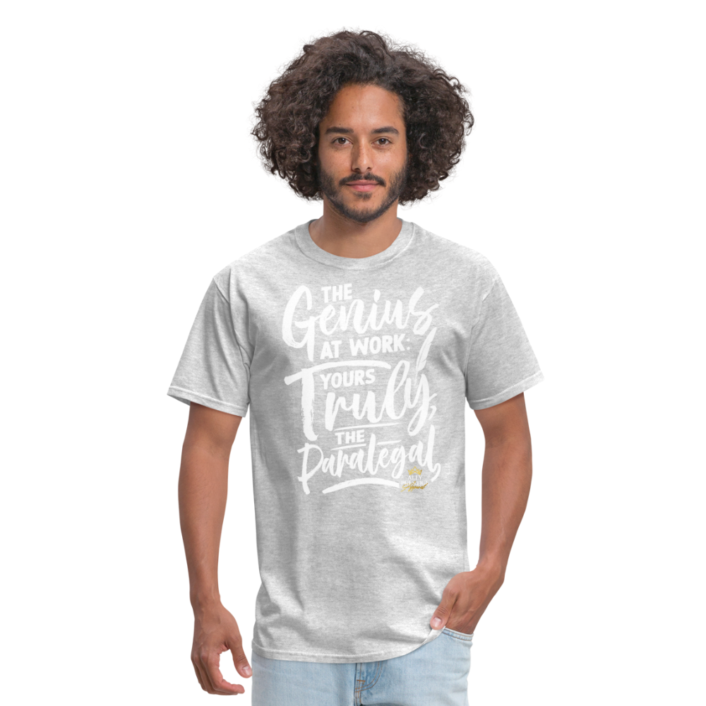 "Genius at Work Paralegal" Unisex Classic T-Shirt - heather gray