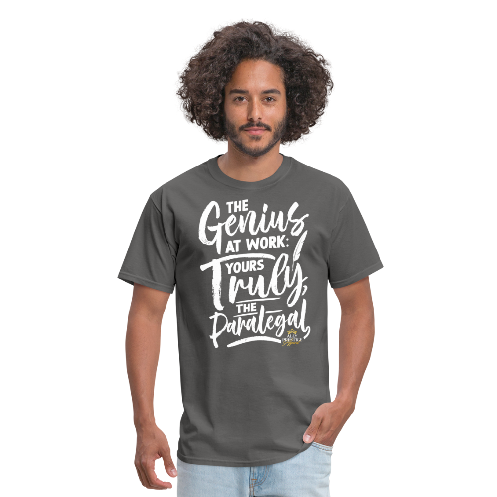 "Genius at Work Paralegal" Unisex Classic T-Shirt - charcoal