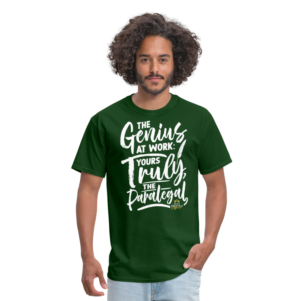 "Genius at Work Paralegal" Unisex Classic T-Shirt - forest green