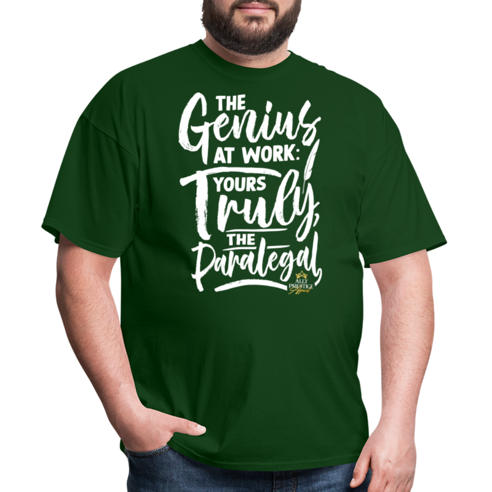 "Genius at Work Paralegal" Unisex Classic T-Shirt - forest green